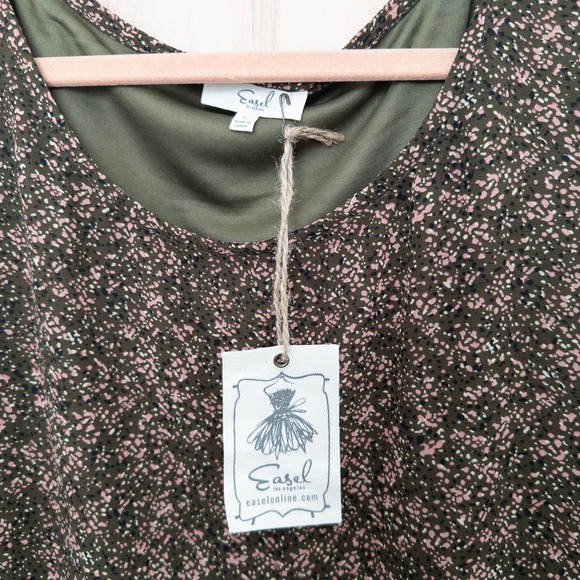 Easel Womens Floral Blouse Size L Green Flowy Boho Romantic Cottage Romantic - Picture 3 of 6